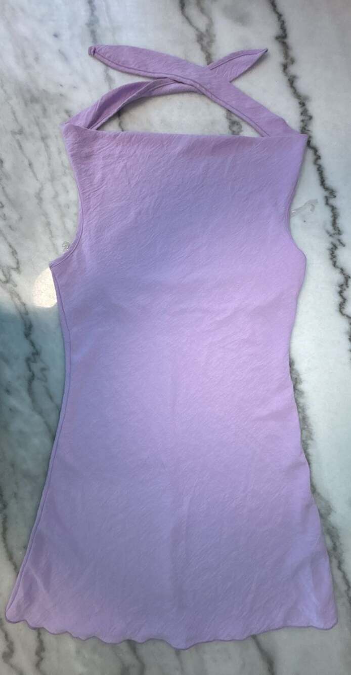 See You Monday Purple Halter Mini Dress